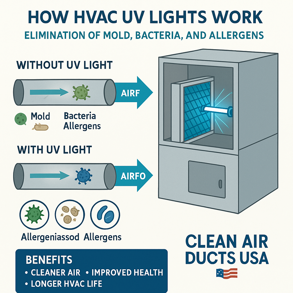 Infographic showing HVAC UV light installation benefits for indoor air quality in Tampa homes