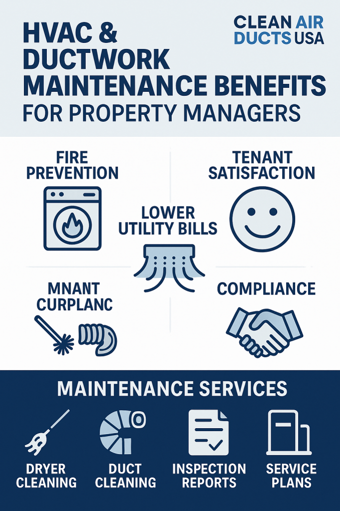 Infographic showing benefits of HVAC and duct maintenance for Tampa property managers and HOAs